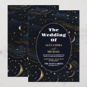 Himmlischer Halbmond Goldene Hochzeit Einladung (Vorne/Hinten)