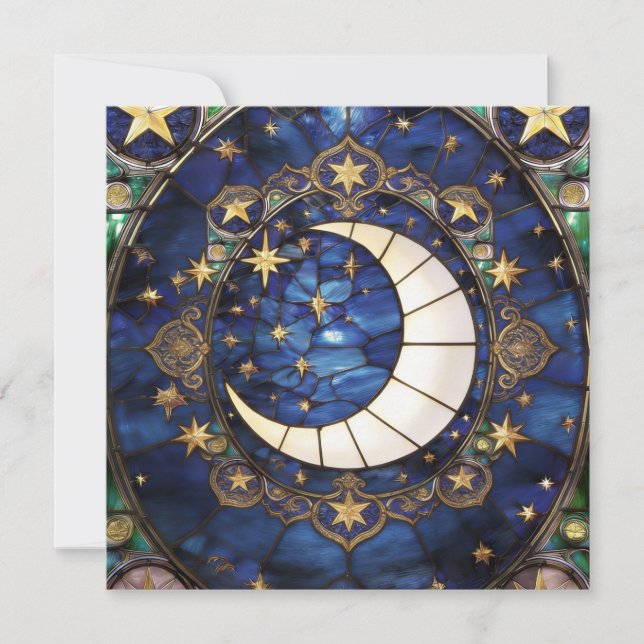 Himmlischer Halbmond-Ornament-Buntglas-Mond (Vorderseite)