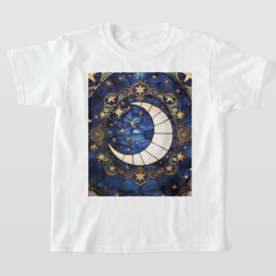 Himmlischer Halbmond-Ornament-Buntglas-Mond T-Shirt