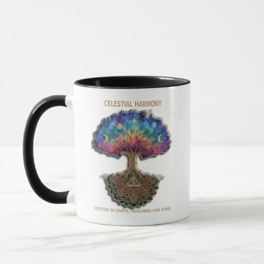 Himmlischer Harmoniebaum | Kosmisches Meditationsm Tasse (Links)