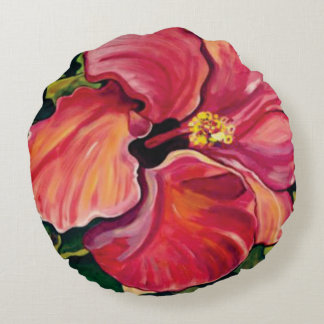 "Himmlischer Hibiskus"… ein elegantes kunstvolles Rundes Kissen