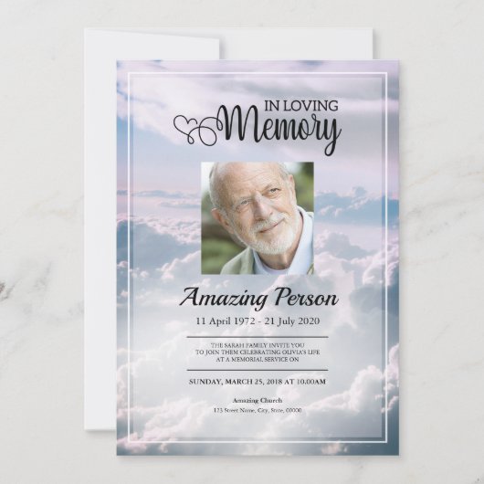 Himmlischer Himmelsbeerdigungsauftrag Einladung (Vorderseite)