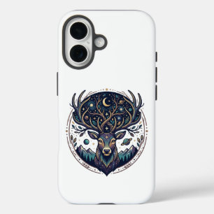 Himmlischer Hirsch Mystischer Mond- und Sternen-Ku iPhone 16 Hülle