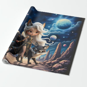 Himmlischer Kitsune – Wächter der vier Schwänze. Geschenkpapier