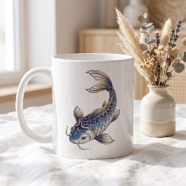 Himmlischer Koi-Fisch-Becher Luxus-Linienkunst Kaffeetasse