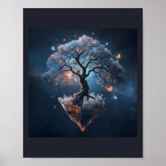 Himmlischer Kristallbaum – Fantasy-Naturkunst Poster