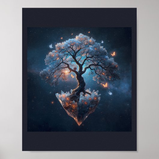Himmlischer Kristallbaum – Fantasy-Naturkunst Poster (Vorne)