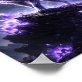 Himmlischer Lila Wolf Kristallberg Fantasy Poster (Ecke)