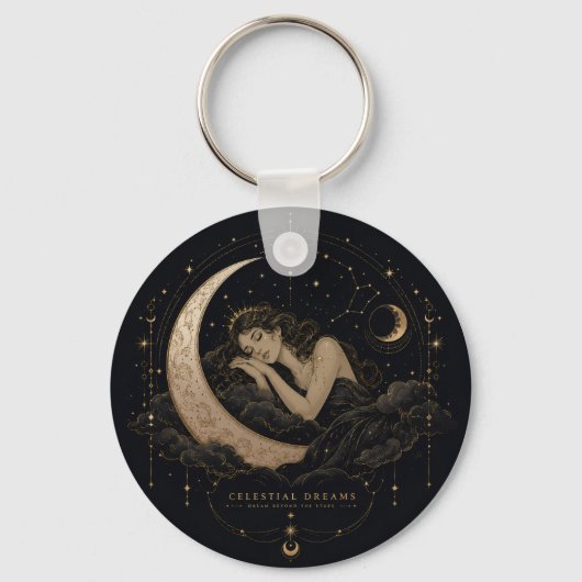 Himmlischer Luxus Mond & Sterne Charm Schlüsselanhänger (Vorderseite)