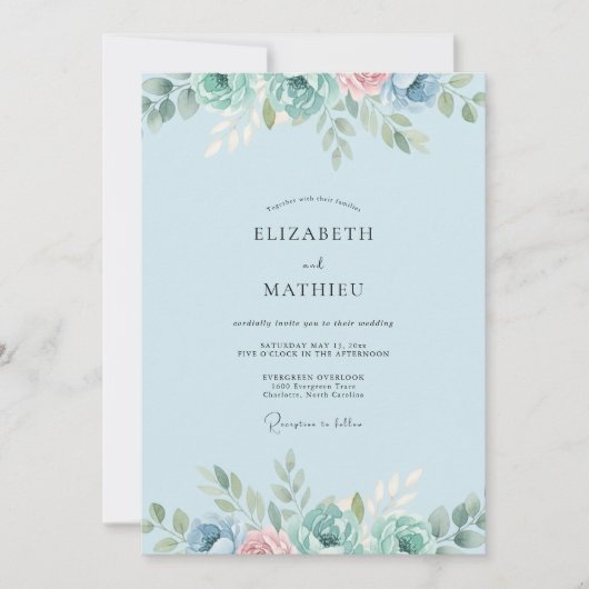 Himmlischer Minzblatt-Hochzeit Einladung (Vorderseite)