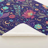 Himmlischer Mitternachts-Lotus-Blumenmuster-Decke Sherpadecke (3/4)
