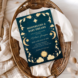 Himmlischer Mond und Sterne Mystische Babyparty Einladung