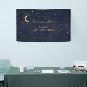 himmlischer Mondgold-Quinceañera-Willkommen zur Mi Banner