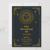 Himmlischer Mondgoldene Hochzeit Einladung (Vorderseite)