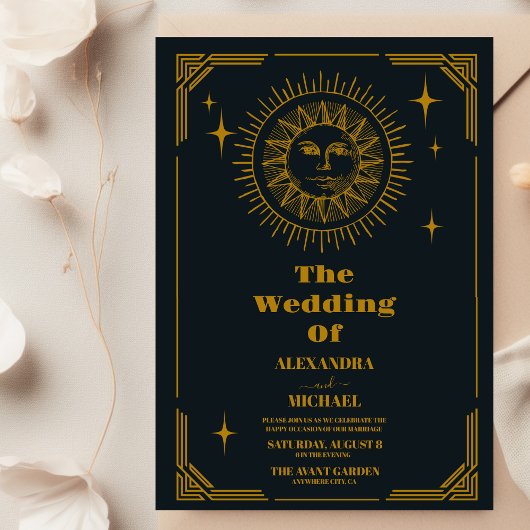 Himmlischer Mondgoldene Hochzeit Einladung