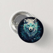 Himmlischer Mondwilder Wolf Button (Vorne & Hinten)