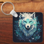 Himmlischer Mondwilder Wolf Schlüsselanhänger (Vorderseite)