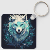 Himmlischer Mondwilder Wolf Schlüsselanhänger (Rückseite)