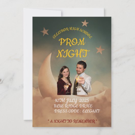 Himmlischer Moon Star Dance Prom Nachtformel Einladung (Vorderseite)