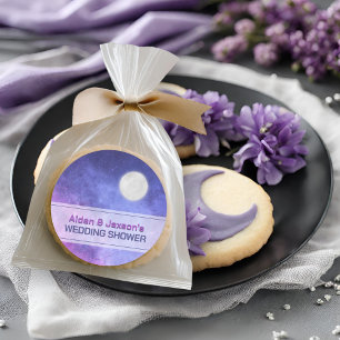 Himmlischer Nachthimmel Vollmond Hochzeit Brauseba Runder Aufkleber