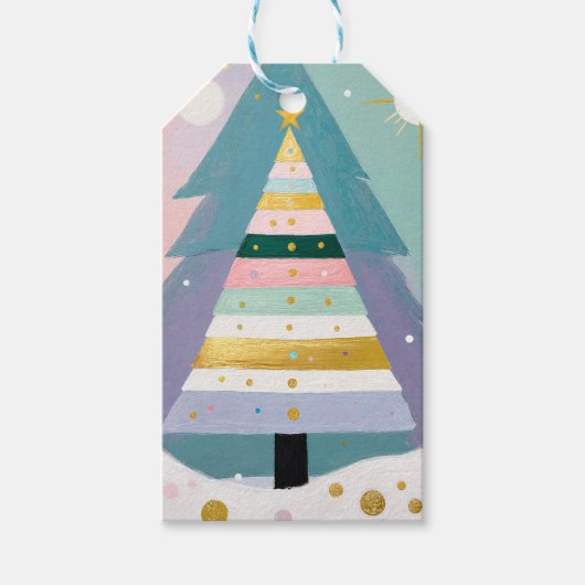 Himmlischer Pastell-Weihnachtsbaum Geschenkanhänger (Vorderseite)