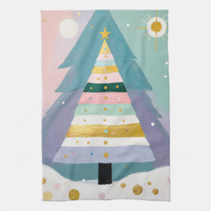Himmlischer Pastell-Weihnachtsbaum Geschirrtuch