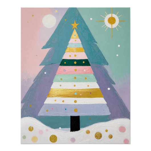 Himmlischer Pastell-Weihnachtsbaum Poster (Vorderseite)