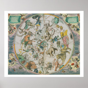 Himmlischer Planisphere, der die Zeichen des Zod Poster