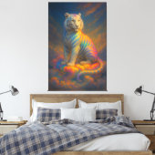 Himmlischer Regenbogen-Weißer Tiger – Fantasy-Kuns Leinwanddruck (Insitu (Schlafzimmer))