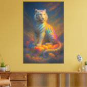 Himmlischer Regenbogen-Weißer Tiger – Fantasy-Kuns Leinwanddruck (Insitu (Wohnzimmer))