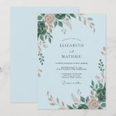 Himmlischer Rosenblatt-Hochzeit Einladung (Vorne/Hinten)