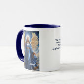 Himmlischer Schutzengel mit blauem Gewand Tasse (Vorderseite Links)