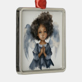 Himmlischer Schwarzer Engel in blauer Stille Ornament Aus Metall (Rechts)