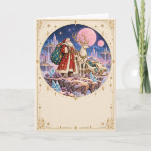 Himmlischer Sci-Fi-Weihnachtsmann und Rentier Fant Feiertagskarte