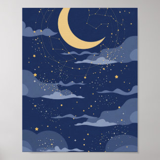 Himmlischer Sternennacht-Hochzeitsposter Poster