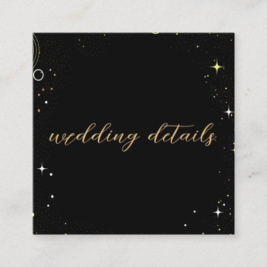 Himmlischer Sternenstaub Schwarze QR-Code-Hochzeit Begleitkarte (Vorderseite)