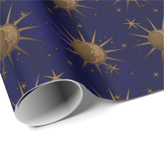 Himmlischer Sun-Mond-Messingflachrelief-Grafik Geschenkpapier (Rolleneckpunkt)