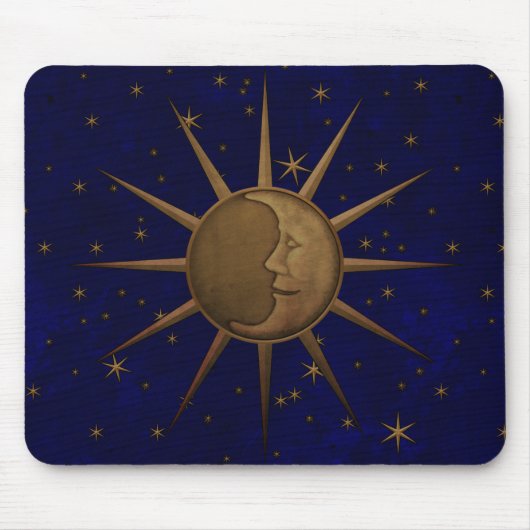 Himmlischer Sun-Mond-sternenklare Nacht Mousepad (Vorne)