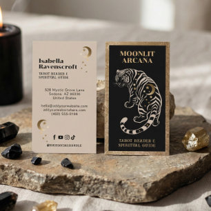 Himmlischer Tiger Spiritueller Heiler Schwarz Gold Visitenkarte