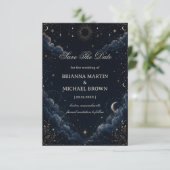 Himmlischer Vintage Romantischer Mitternacht Save The Date (Stehend Vorderseite)