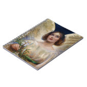 Himmlischer Vintager Engel + White Lilie Notebook Notizblock (Linke Seite)