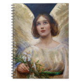 Himmlischer Vintager Engel + White Lilie Notebook Notizblock (Vorderseite)