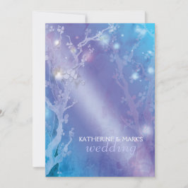 Himmlischer Wald schimmerend Blaue Hochzeit Einladung