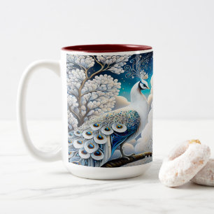 Himmlischer weißer Pfau: Personalisiertes Foto von Zweifarbige Tasse