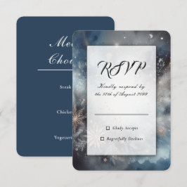 Himmlischer Winter-Mitternachts-Funkelnde Hochzeit RSVP Karte