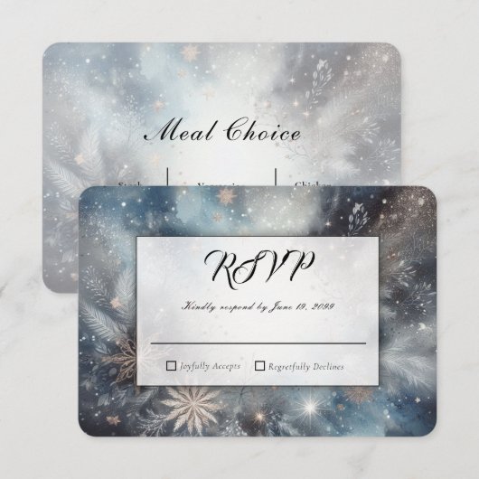 Himmlischer Winter-Mitternachts-Funkelnde Hochzeit RSVP Karte (Vorne/Hinten)
