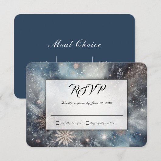 Himmlischer Winter-Mitternachts-Funkelnde Hochzeit RSVP Karte (Vorne/Hinten)