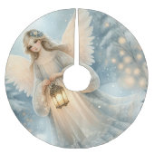 Himmlischer Winterengel Laterne der Gnade Polyester Weihnachtsbaumdecke (Vorderseite)