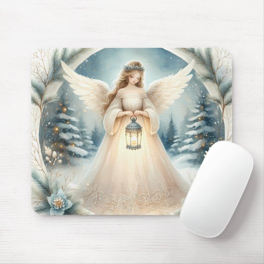 Himmlischer Winterengel - Laterne der Hoffnung Mousepad (Mit Mouse)