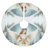 Himmlischer Winterengel - Laterne der Hoffnung Polyester Weihnachtsbaumdecke (Vorderseite)